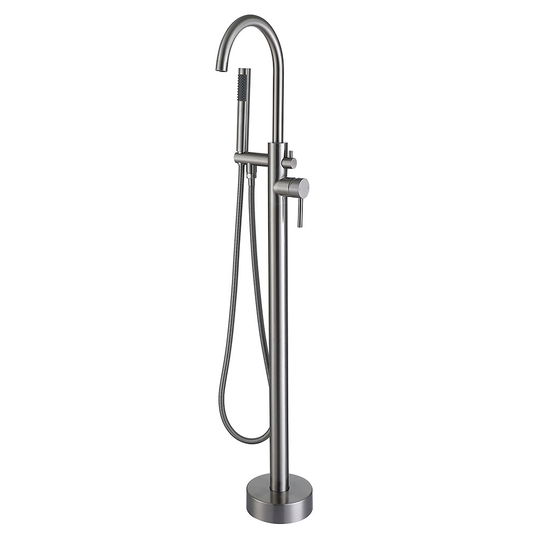 Baterie cada freestanding Axys Seel, fixare in podea, alama, inox, monocomanda, 109 x 95.5 x 16 cm