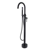 Baterie cada freestanding Axys Seel, fixare in podea, alama, negru, monocomanda, 109 x 95.5 x 16 cm