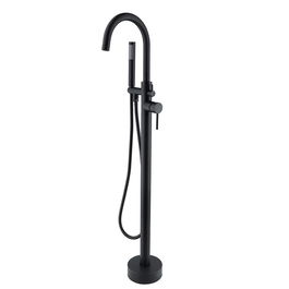 Baterie cada freestanding Axys Seel, fixare in podea, alama, negru, monocomanda, 109 x 95.5 x 16 cm