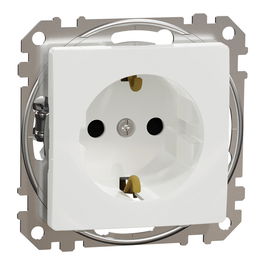 Priza schuko simpla Schneider Sedna SDD111021, incastrata, contact de protectie, alb