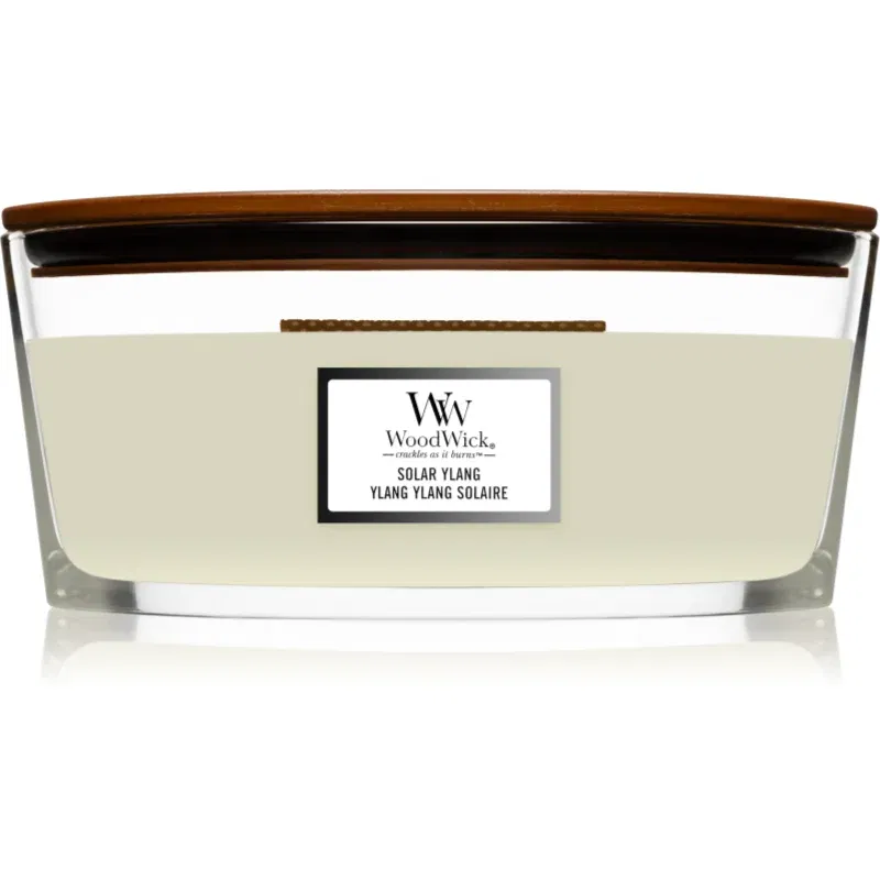 Woodwick Solar Ylang lumânare parfumată cu fitil din lemn (hearthwick) 453.6 g
