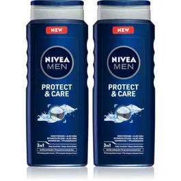 NIVEA MEN Protect & Care gel de dus pentru față, corp și păr ambalaj economic 2 x 500 ml