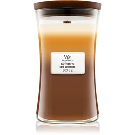 Woodwick Trilogy Café Sweets lumânare parfumată cu fitil din lemn 609.5 g