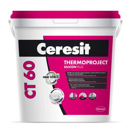Tencuiala decorativa acrilica cu silicon si fibre de amare Ceresit CT 60 ThermoProject SiliconPlus, praf de piatra, granulatie 1 - 1.5 mm, interior/exterior, 25 kg