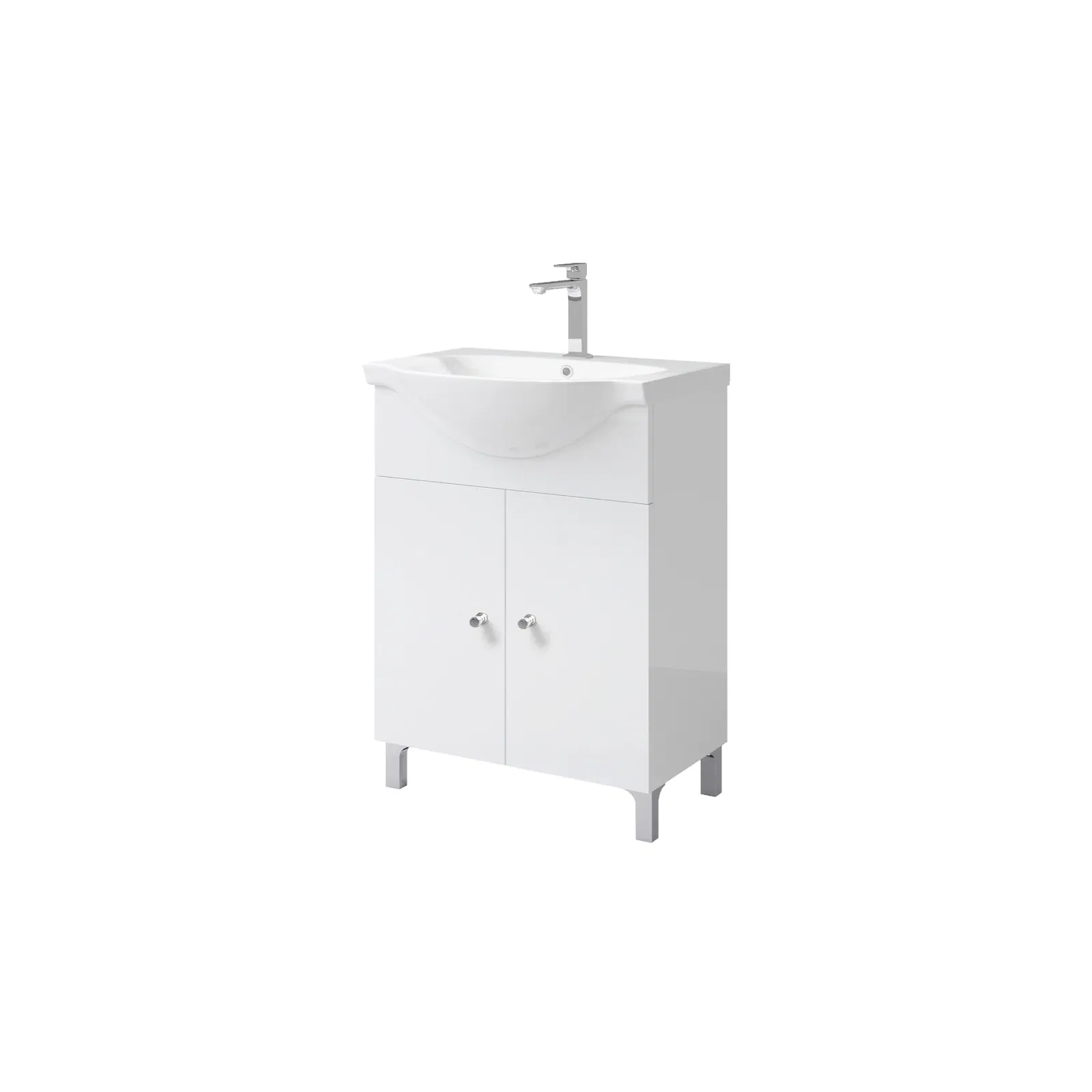 Mobilier baie Savini Due, baza cu lavoar, MDF/PAL, alb, 65 x 45.5 x 81.5 cm