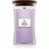 Woodwick Lavender Spa lumânare parfumată cu fitil din lemn 609.5 g