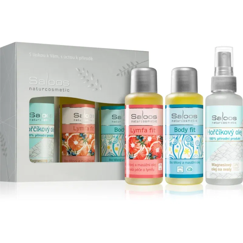 Saloos Bio Body And Massage Oils Body Fit & Lymfa Fit & Magnesium set cadou pentru sportivi