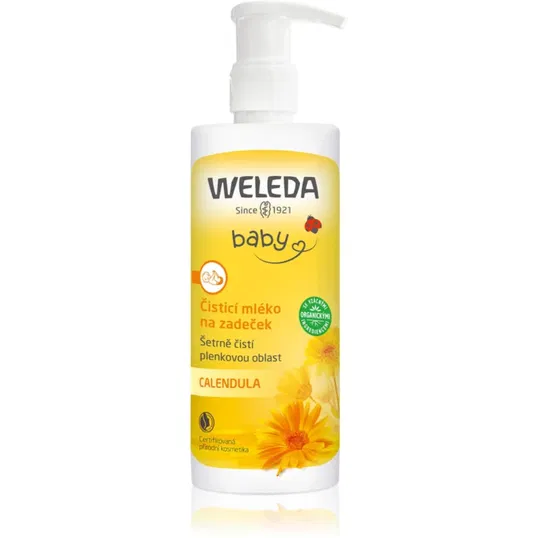 Weleda Baby and Child lapte pentru curatare pentru îngrijirea zilnică a fundulețului cu pompă 400 ml