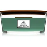 Woodwick Mint Leaves & Oak lumânare parfumată cu fitil din lemn (hearthwick) 453,6 g