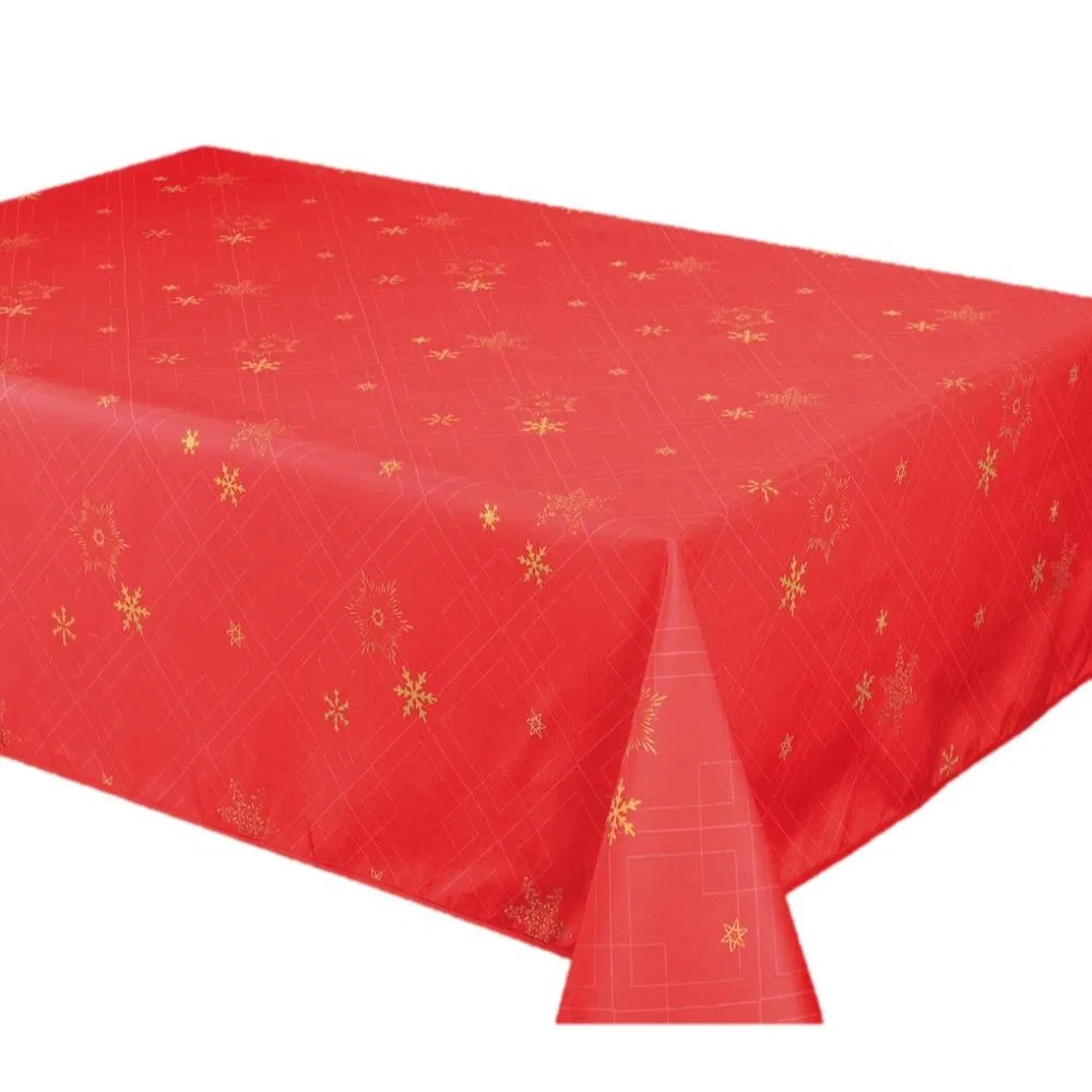 Fata de masa teflonata, Atria, model de Craciun, rosu, 140 x 140 cm