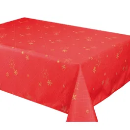 Fata de masa teflonata, Atria, model de Craciun, rosu, 140 x 140 cm