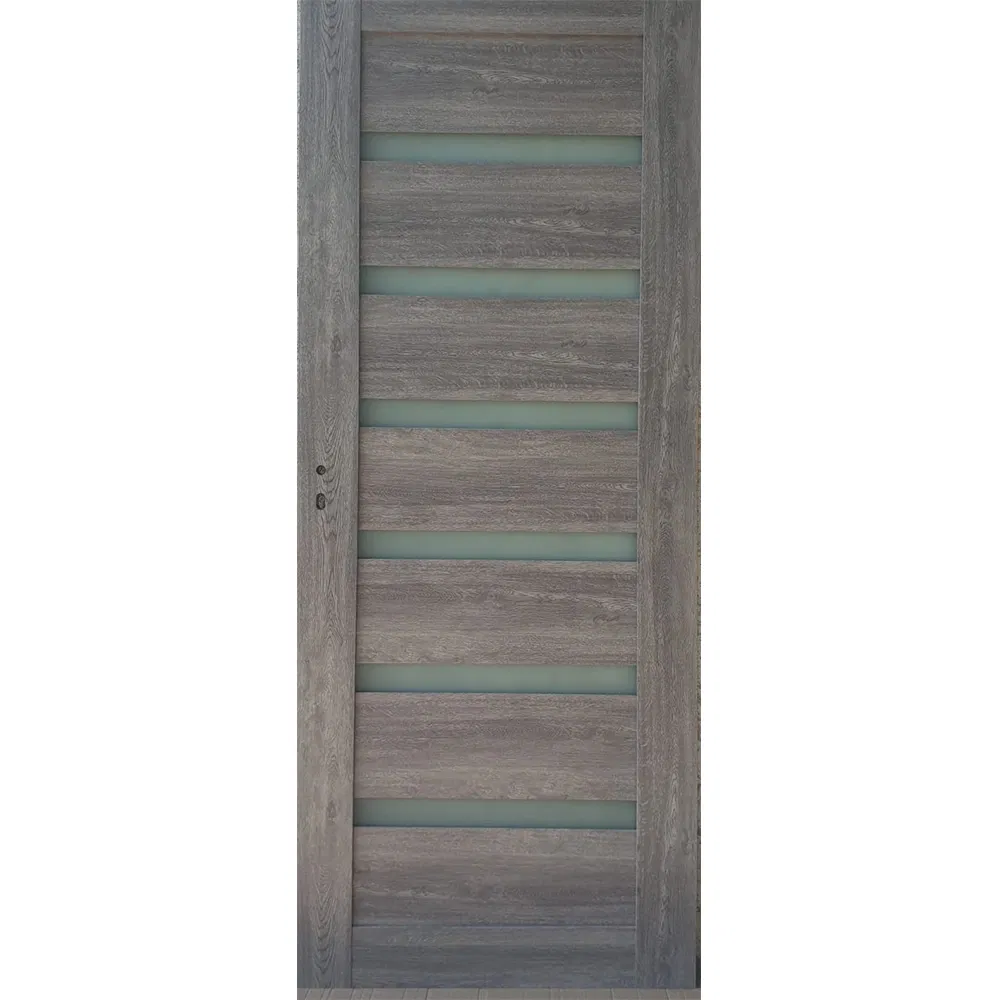 Usa interior celulara cu geam Pamate U73, reversibila, MDF, gri, toc fix, 200 x 60 x 3.5 cm