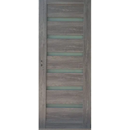 Usa interior celulara cu geam Pamate U73, reversibila, MDF, gri, toc fix, 200 x 60 x 3.5 cm