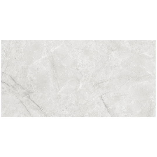 Gresie exterior/interior Makrana White, rectificata, portelanata, lucios, PEI III, piatra, gri, 120 x 60 cm