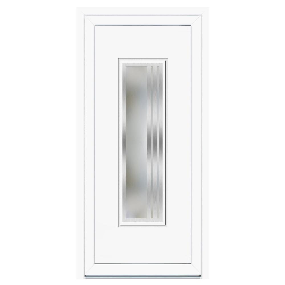 Usa PVC pentru intrare, alb, 98 x 200 cm, 5 camere, dreapta