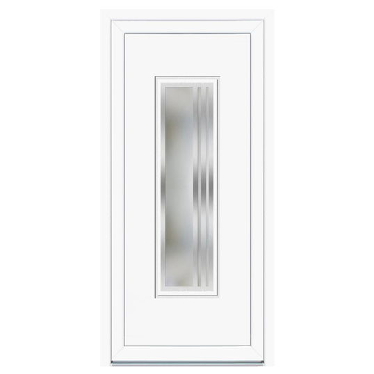 Usa PVC pentru intrare, alb, 98 x 200 cm, 5 camere, dreapta