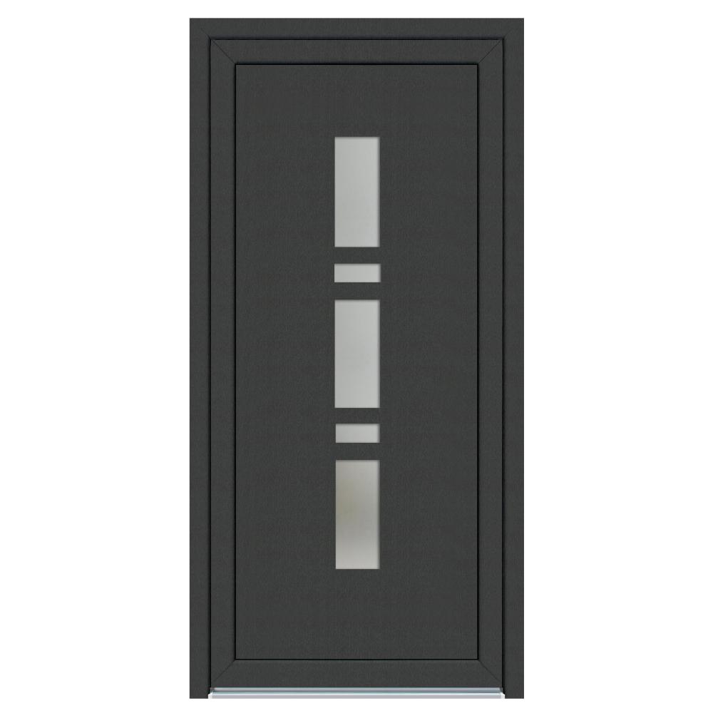 Usa PVC pentru intrare, antracit, 98 x 200 cm, 5 camere, dreapta
