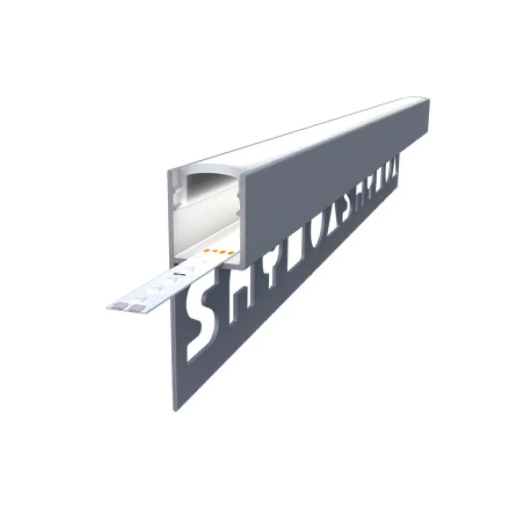 Profil banda LED pentru plinta ceramica LED.808.10.MKR2, aluminiu, incorporabil, mat, gri, 10 x 2700 mm